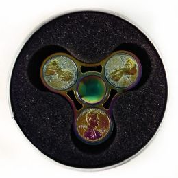 12 Wholesale Wholesale Penny Style Rainbow Color Metal Fidget Spinner