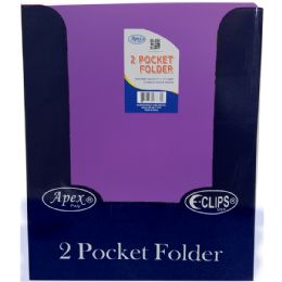 48 Wholesale Purple Plastic 2 Pocket Folders - 9.5" X 11.5"