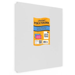 48 Wholesale 2 Pocket poly folder no holes matt Shiny white in display