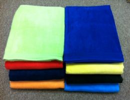 12 Wholesale Terry / Velour Beach Towels Solid Color 100% Cotton 30 X 60 Navy Bright