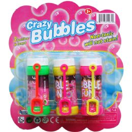 24 Pieces 3pc 3.25"crazY-Bubbles Bottles & Loops On Card - Bubbles