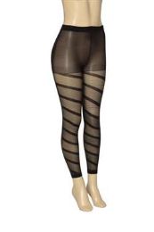 48 Pairs One Size Spiral Pinstripe Pattern Footless Tights - Womens Pantyhose