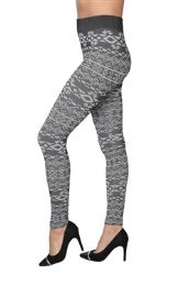36 Wholesale Women's Hacci Knit Leggings With Brushed Lining