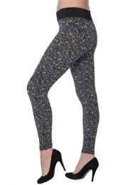 36 Pieces Wholesale Women's Hacci Knit Leggings With Brushed Lining - Womens Leggings