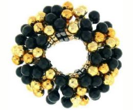 60 Pieces Goldtone And Black Beaded Scrunchies  - Hair Scrunchies