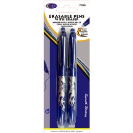 48 Wholesale Erasable Pens With Eraser, 2 Pk., Blue Ink