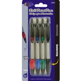 48 Wholesale Comfort Grip Retractable Pens, 4 Pk., Blue Ink