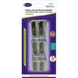 24 Wholesale Metal Sharpeners, For Pencils & Crayons, 3pk.