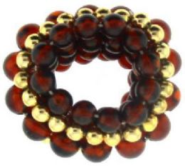 60 Wholesale Goldtone And Brown Acrylic Beaded\ Scrunchie