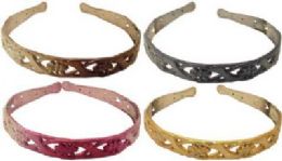 72 Wholesale Assorted Color Acrylic Headbands With Floral Pattern
