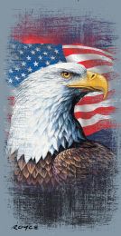 24 Pieces Cotton Printed Fiber Reactive Beach Towel 30" X 60" American Flag With Eagle - Beach Towels
