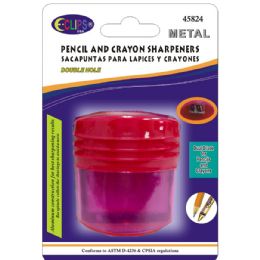 48 Pieces Sharpener, Metal, For Pencils & Crayons, With Large Receptacle, Asst. Colors - Sharpeners