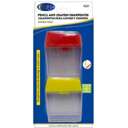 48 Wholesale Pencil/crayon Sharpener - 2 Pack