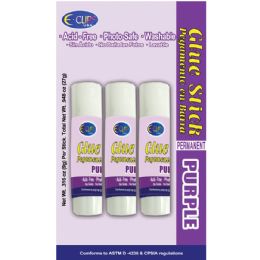 48 Wholesale Glue Sticks - 3 Pack - .28 Oz Each - Purple Glue
