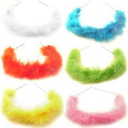 72 Wholesale Assorted Colored Feather Covered Wire Headband