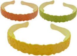 72 Wholesale Assorted Citrus Colored Acrylic Headbands With Comb Teeth