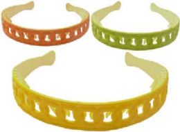 72 Wholesale Assorted Citrus Colored Acrylic Headbands With Comb Teeth