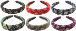 72 Wholesale Assorted Colored Headband With Gold "good Luck" On it
