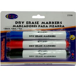 24 Wholesale White Board Markers Black/blue/red - 3 Pack