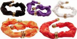 72 Wholesale Assorted Colored Hair Tie With Gold Rings