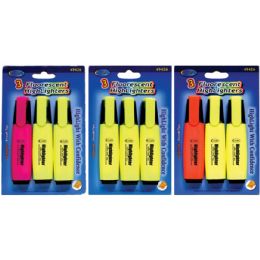 48 Wholesale 3Pk Jumbo Highlighters/Blistered Yellow+Orange+Pink