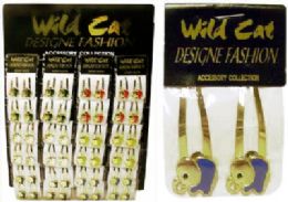 96 Wholesale Goldtone Hair Clips With Elephant And Epoxy Accents