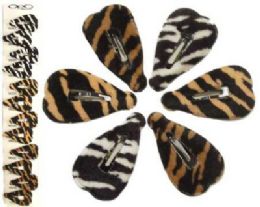 72 Wholesale Snao Clip With Assorted Animal Print Meterial