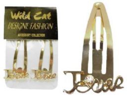 72 Wholesale Goldtone Snap Clip With Goldtone Cast Letters Spelling "jesus"