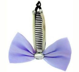 72 Wholesale Black Acrylic Hair Comb With A Light Purple Nylon Bow