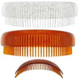 72 Wholesale Assorted Color Acrylic Hair Combs, With Glitter