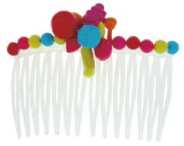 72 Wholesale Hair Comb With MultI-Color Beads