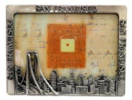 6 Wholesale Pewter Picture Frame With The San Francisco Sky Line Along The Bottom And San Francisco Written Across The Top And Both Sides
