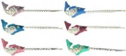 72 Wholesale SilveR-Tone Bobby Pin, With SilveR-Tone Cast Fish With Assorted Color Epoxy.