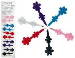 72 Wholesale Silver Bobby Pins With Assorted Color Cloth Glitter Flowers