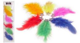 24 Wholesale Assorted Color Feathers, With Silvertone Glitter Stars