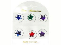 72 Wholesale Assorted Color Acrylic Stars On Silver Coil