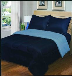6 Pieces Luxury Reversible Comforter Blanket Full Size 76 X 86 Navy Light Blue - Blankets & Bedding