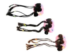 72 Wholesale Hair Clip With Synthetic Hair Maneuvered Into A Bow With Braided Strands