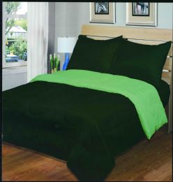 3 Pieces Luxury Reversible Comforter Blanket King Size 101 X 86 Hunter Green Sage - Blankets & Bedding