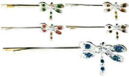 72 Wholesale SilveR-Tone Bobby Pin, With SilveR-Tone Dragonfly