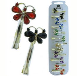 72 Wholesale SilveR-Tone 2" Alligator Clip With Moving Butterflies
