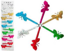 72 Wholesale SilveR-Tone Bobby Pin With Assorted Color Vinyl Butterflies