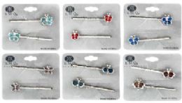 72 Wholesale SilveR-Tone Bobby Pin With A SilveR-Tone Cast Butterfly