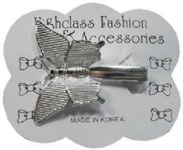 120 Wholesale SilveR-Tone Alligator Clip With SilveR-Tone Butterfly