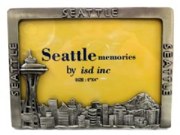 10 Wholesale Pewter Picture Frame With The Seattle Sky Line Across The Bottom And 'seattle' Written On The Top And Both Of The Sides
