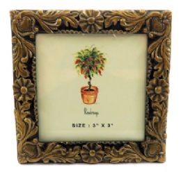 6 Wholesale Small Square Picture Frame With Intricate Floral Designs Around The Entire Frame