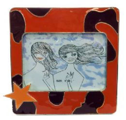 10 Wholesale Orange, Square Picture Frame With Purple Blobs Scattered Around The Frame