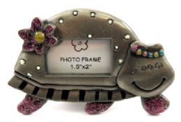 10 Wholesale Turtle Shaped Pewter Picture Frame With A Few Color Accents