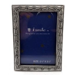 10 Wholesale Small Pewter Picture Frame With A Wavy Engraved Design Resembling A Stage Curtain