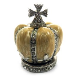 10 Wholesale Silver Tone And Tan Enamel Crown Shaped Jewelry Holder